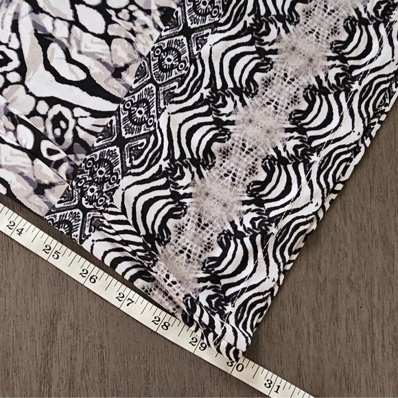 One World Live And Let Live Pants 3XL Black White Animal Print Wide Leg Pull On - Picture 6 of 8